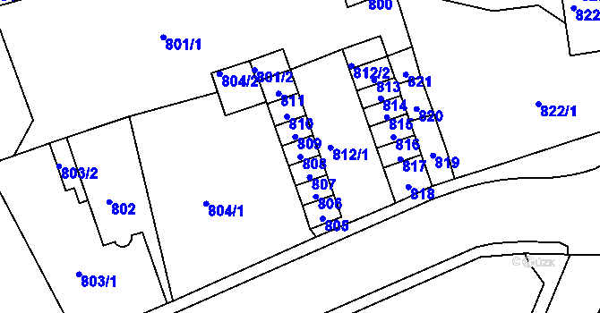 Parcela st. 808 v KÚ Trmice, Katastrální mapa