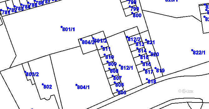Parcela st. 810 v KÚ Trmice, Katastrální mapa