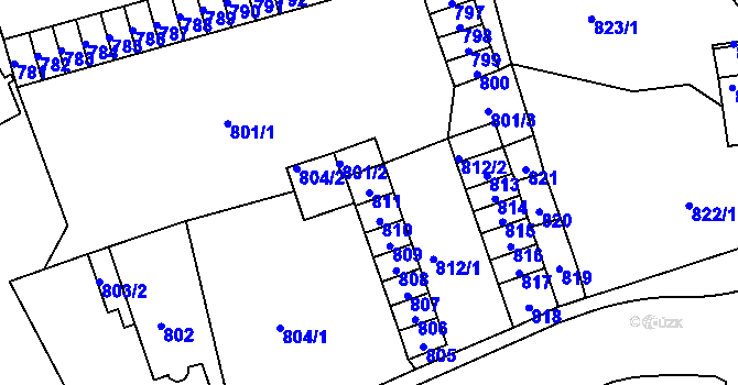 Parcela st. 811 v KÚ Trmice, Katastrální mapa