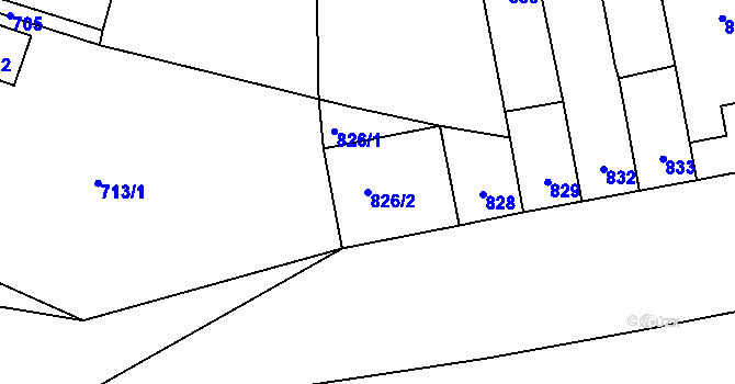 Parcela st. 826/2 v KÚ Trmice, Katastrální mapa