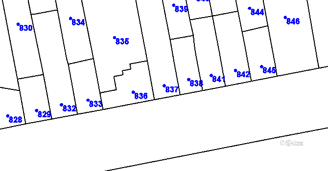 Parcela st. 837 v KÚ Trmice, Katastrální mapa
