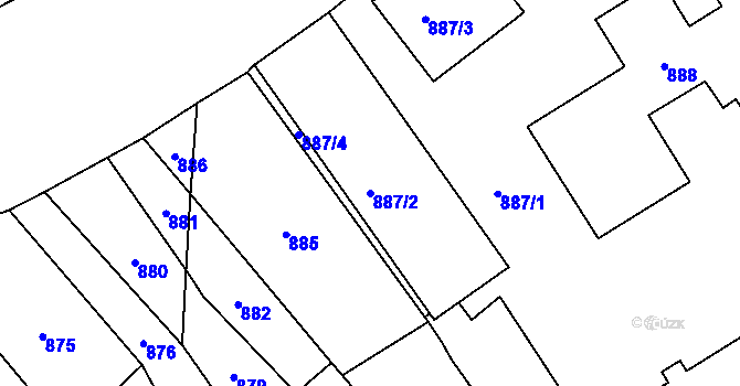Parcela st. 887/2 v KÚ Trmice, Katastrální mapa