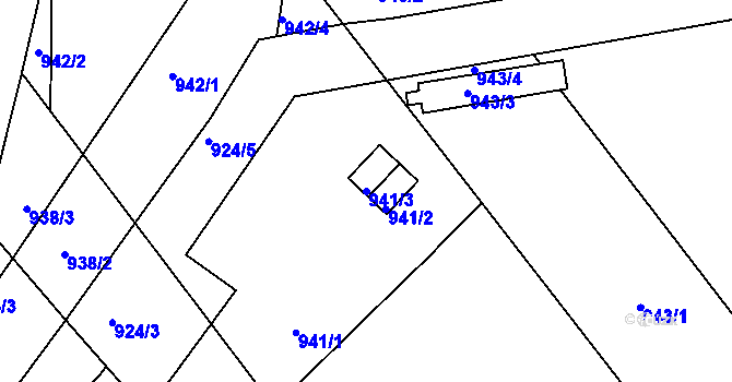 Parcela st. 941/3 v KÚ Trmice, Katastrální mapa