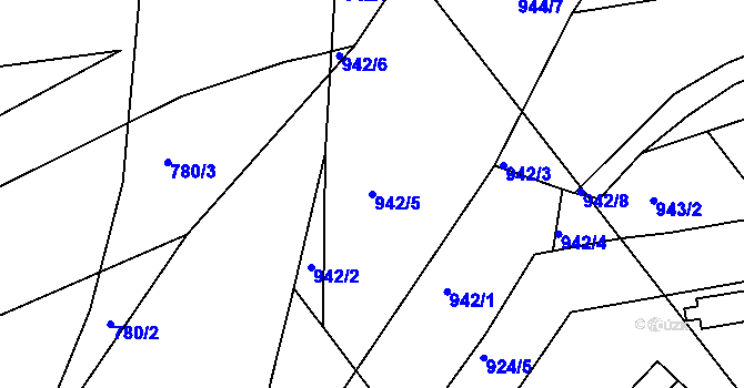 Parcela st. 942/5 v KÚ Trmice, Katastrální mapa