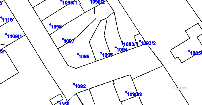 Parcela st. 1095 v KÚ Trmice, Katastrální mapa