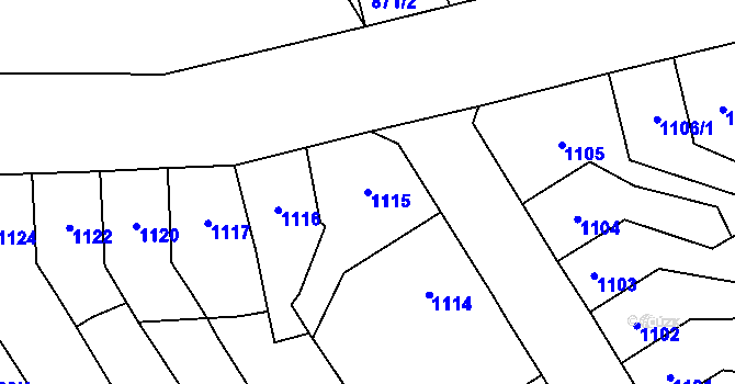 Parcela st. 1115 v KÚ Trmice, Katastrální mapa