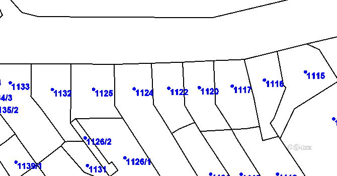 Parcela st. 1122 v KÚ Trmice, Katastrální mapa