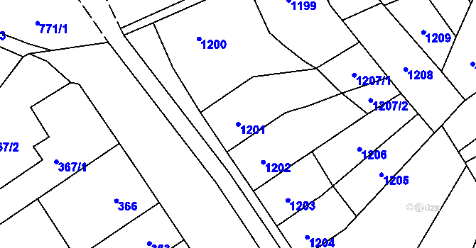 Parcela st. 1201 v KÚ Trmice, Katastrální mapa