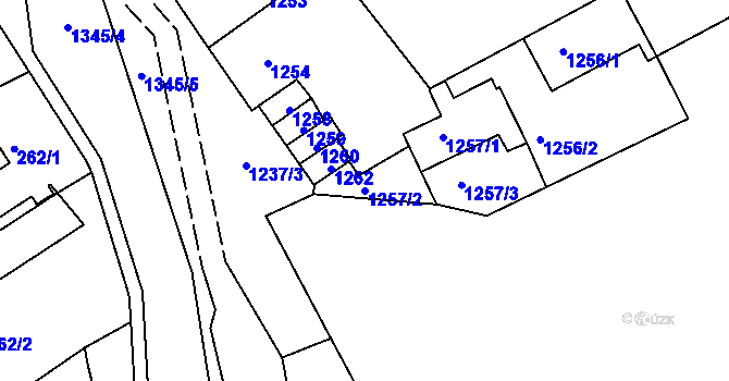 Parcela st. 1257/2 v KÚ Trmice, Katastrální mapa