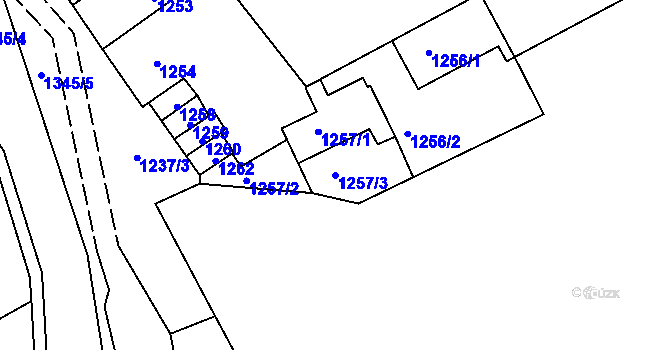 Parcela st. 1257/3 v KÚ Trmice, Katastrální mapa