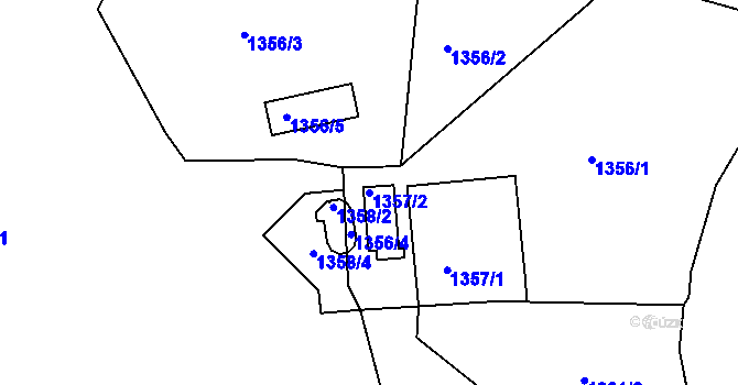 Parcela st. 1357/2 v KÚ Trmice, Katastrální mapa
