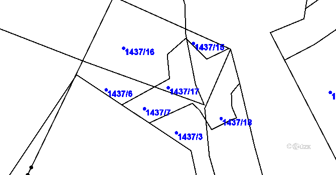 Parcela st. 1437/17 v KÚ Trmice, Katastrální mapa