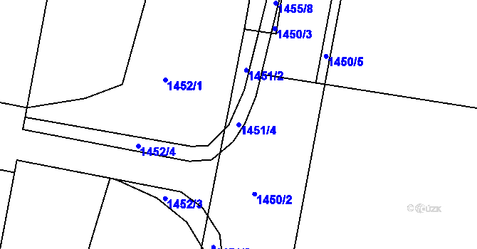 Parcela st. 1451/4 v KÚ Trmice, Katastrální mapa