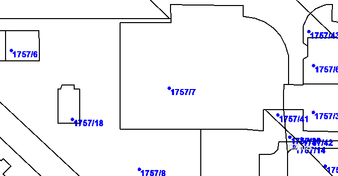 Parcela st. 1757/7 v KÚ Trmice, Katastrální mapa