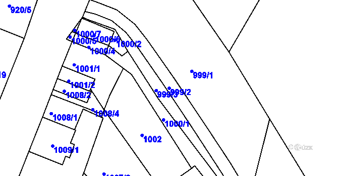 Parcela st. 999/2 v KÚ Trmice, Katastrální mapa