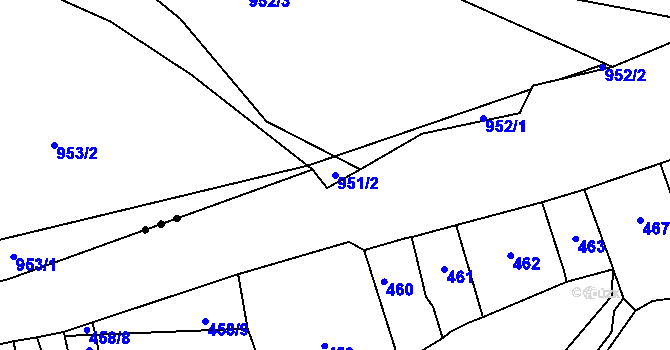 Parcela st. 951/2 v KÚ Trmice, Katastrální mapa
