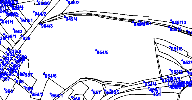Parcela st. 954/5 v KÚ Trmice, Katastrální mapa