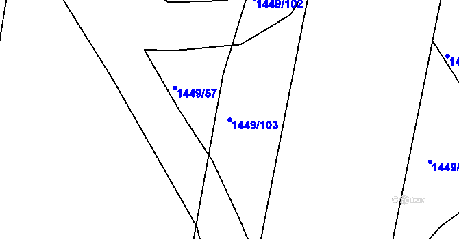 Parcela st. 1449/103 v KÚ Trmice, Katastrální mapa