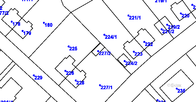 Parcela st. 227/2 v KÚ Trmice, Katastrální mapa