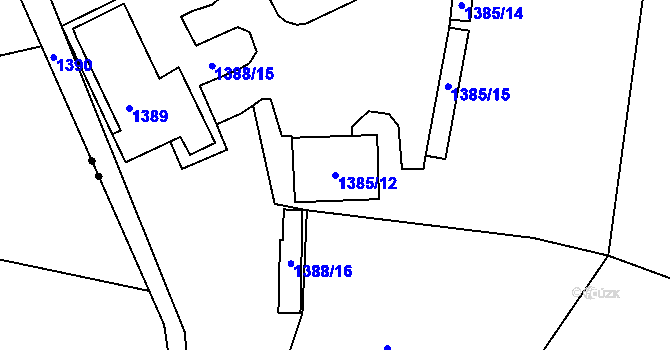 Parcela st. 1385/12 v KÚ Trmice, Katastrální mapa