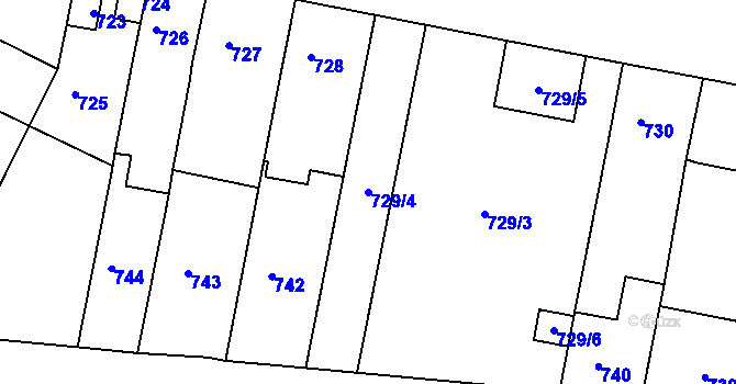 Parcela st. 729/4 v KÚ Trmice, Katastrální mapa