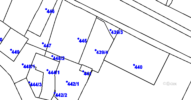 Parcela st. 439/4 v KÚ Trmice, Katastrální mapa