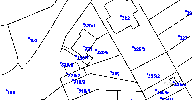 Parcela st. 320/5 v KÚ Trmice, Katastrální mapa