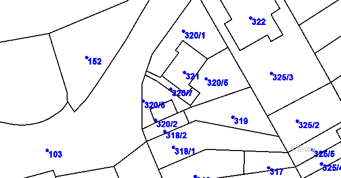 Parcela st. 320/7 v KÚ Trmice, Katastrální mapa