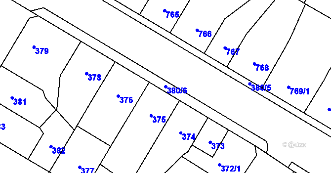 Parcela st. 380/6 v KÚ Trmice, Katastrální mapa