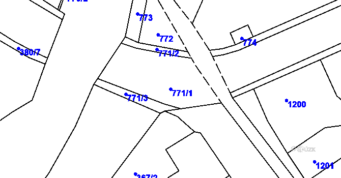 Parcela st. 771/1 v KÚ Trmice, Katastrální mapa