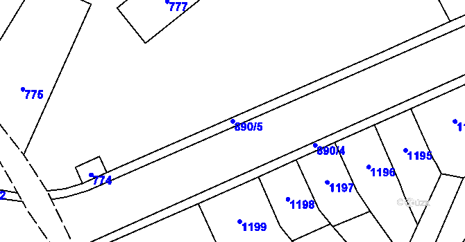 Parcela st. 890/5 v KÚ Trmice, Katastrální mapa