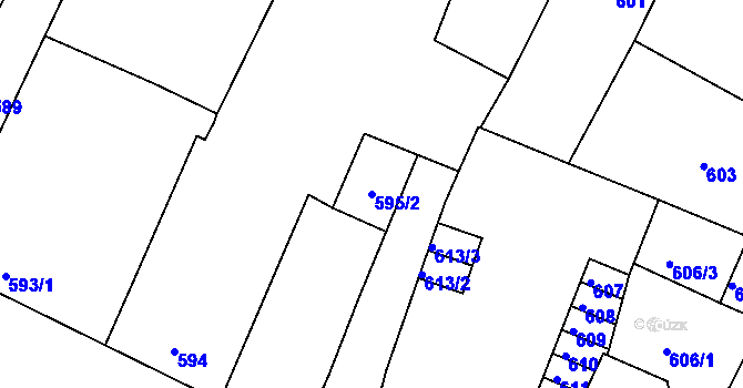 Parcela st. 595/2 v KÚ Trmice, Katastrální mapa