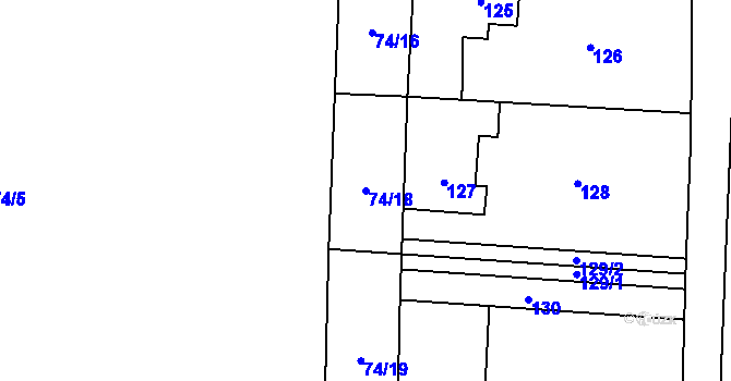 Parcela st. 74/18 v KÚ Trmice, Katastrální mapa