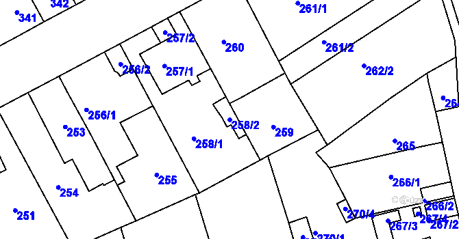 Parcela st. 258/2 v KÚ Trmice, Katastrální mapa