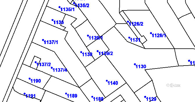 Parcela st. 1139/2 v KÚ Trmice, Katastrální mapa