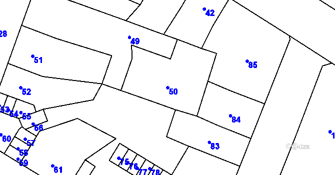 Parcela st. 50 v KÚ Předlice, Katastrální mapa