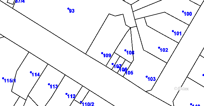 Parcela st. 109 v KÚ Předlice, Katastrální mapa