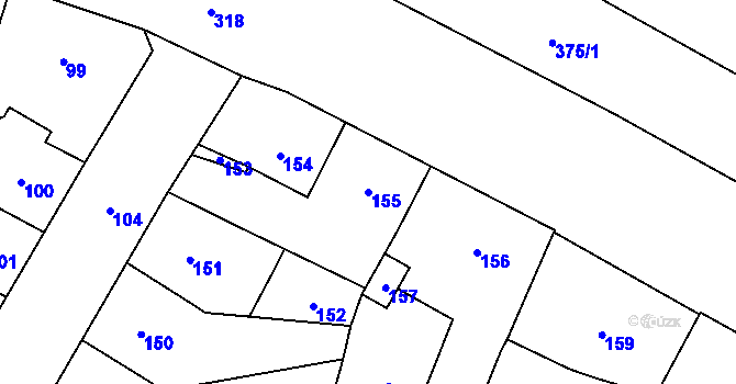 Parcela st. 155 v KÚ Předlice, Katastrální mapa