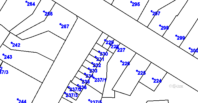 Parcela st. 230 v KÚ Předlice, Katastrální mapa