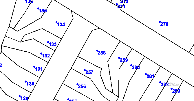 Parcela st. 258 v KÚ Předlice, Katastrální mapa