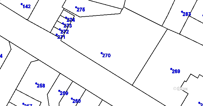 Parcela st. 270 v KÚ Předlice, Katastrální mapa