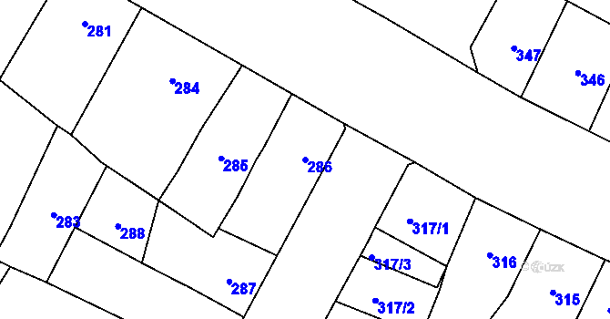 Parcela st. 286 v KÚ Předlice, Katastrální mapa