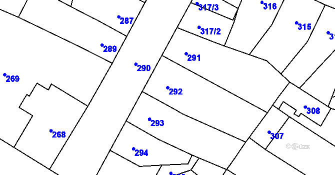 Parcela st. 292 v KÚ Předlice, Katastrální mapa
