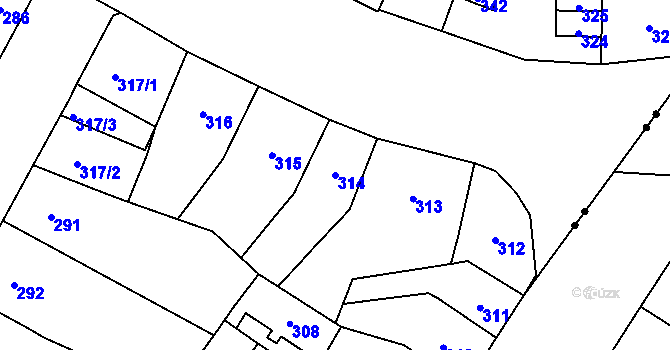 Parcela st. 314 v KÚ Předlice, Katastrální mapa