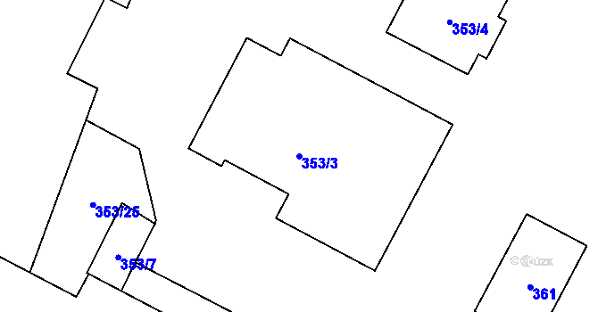 Parcela st. 353/3 v KÚ Předlice, Katastrální mapa