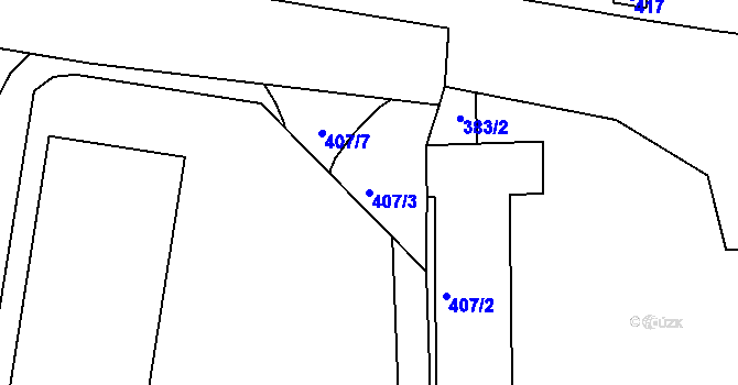 Parcela st. 407/3 v KÚ Předlice, Katastrální mapa