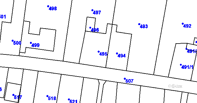 Parcela st. 495 v KÚ Předlice, Katastrální mapa