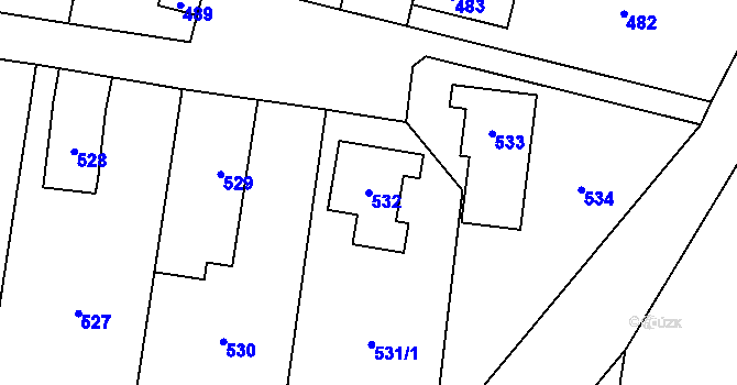 Parcela st. 532 v KÚ Předlice, Katastrální mapa