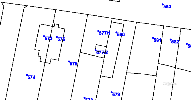 Parcela st. 577/2 v KÚ Předlice, Katastrální mapa