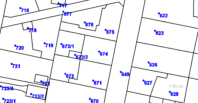 Parcela st. 674 v KÚ Předlice, Katastrální mapa